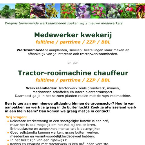 Vacature Boomkwekerij van Laak